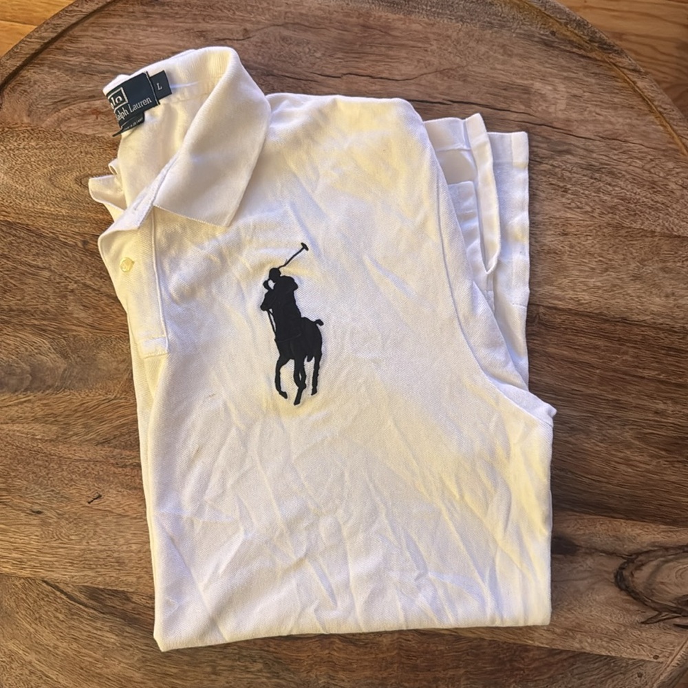 Polo by Ralph Lauren Men's White Polo Shirt, white/navy